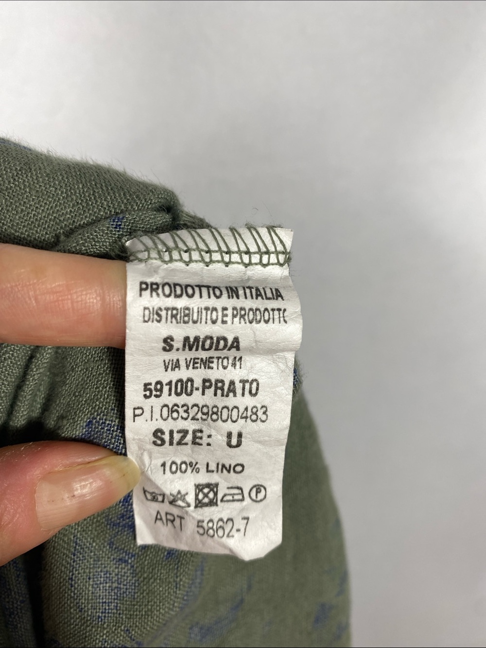 Liabella 100% Linen Made in Italy Sage Green & blue Floral Button-Neck Tunic Top - Picture 10 of 10
